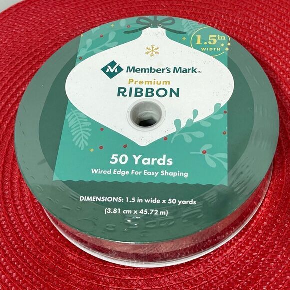 Members Mark Wired Ribbon Black and Cream Buffalo Check 50 yards NWT - Picture 2 of 5